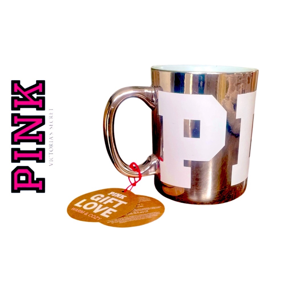 PINK VICTORIAS SECRET➕Pink Chrome X-LG Mug NWT